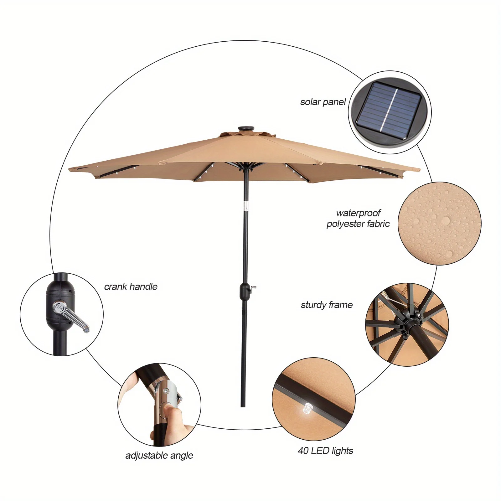 9FT Outdoor Patio Umbrella with Push Button Tilt and Crank,Outdoor Yard/Market Table Umbrella UV Protection & Waterproof