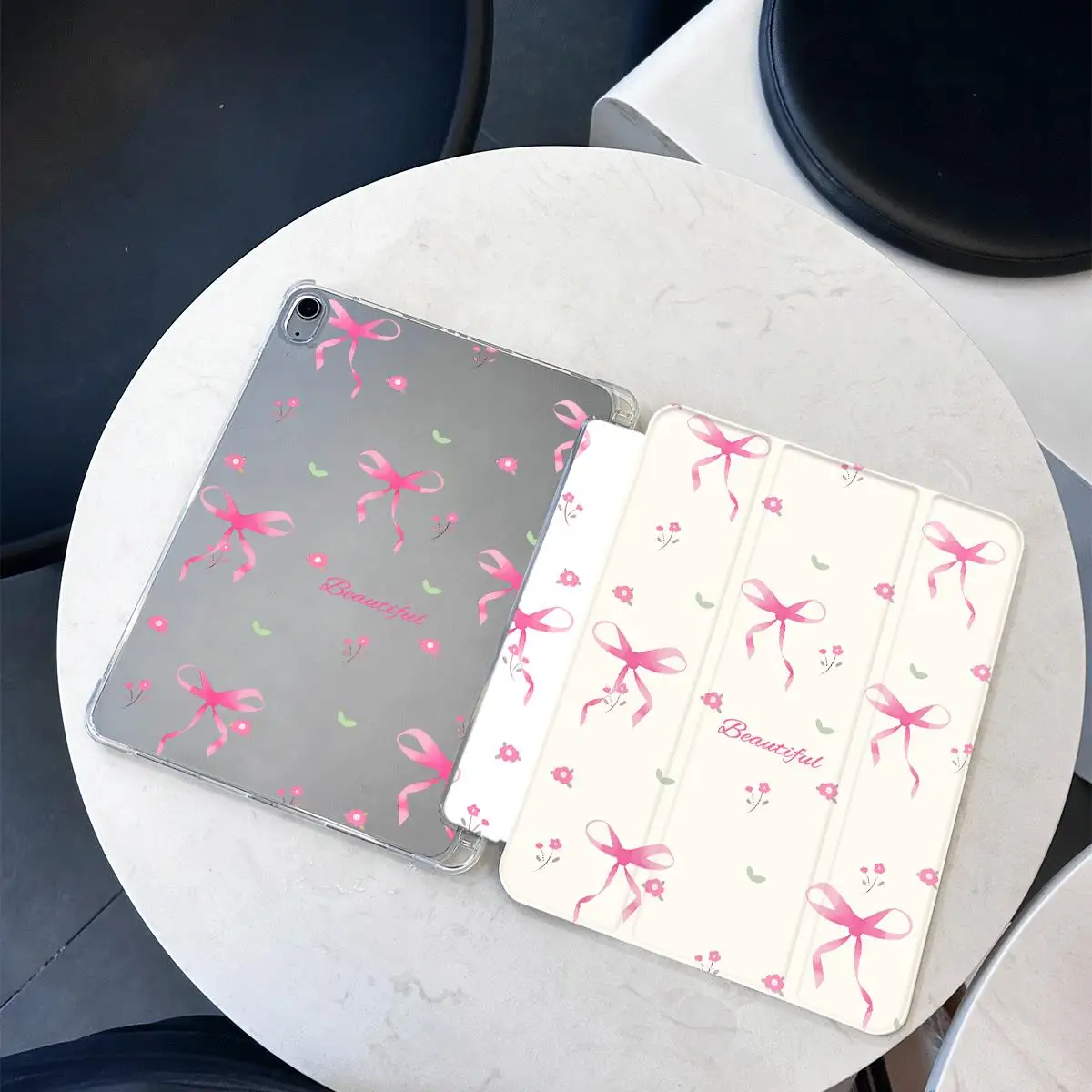 Chic Black Polka Dot Trifold Tablet Case