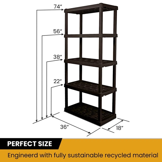 Plastic storage shelves and cabinets