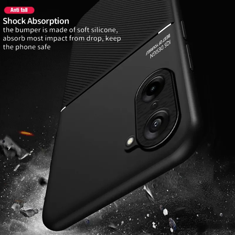 Magnetic Leather Texture Shockproof Silicone Phone Case