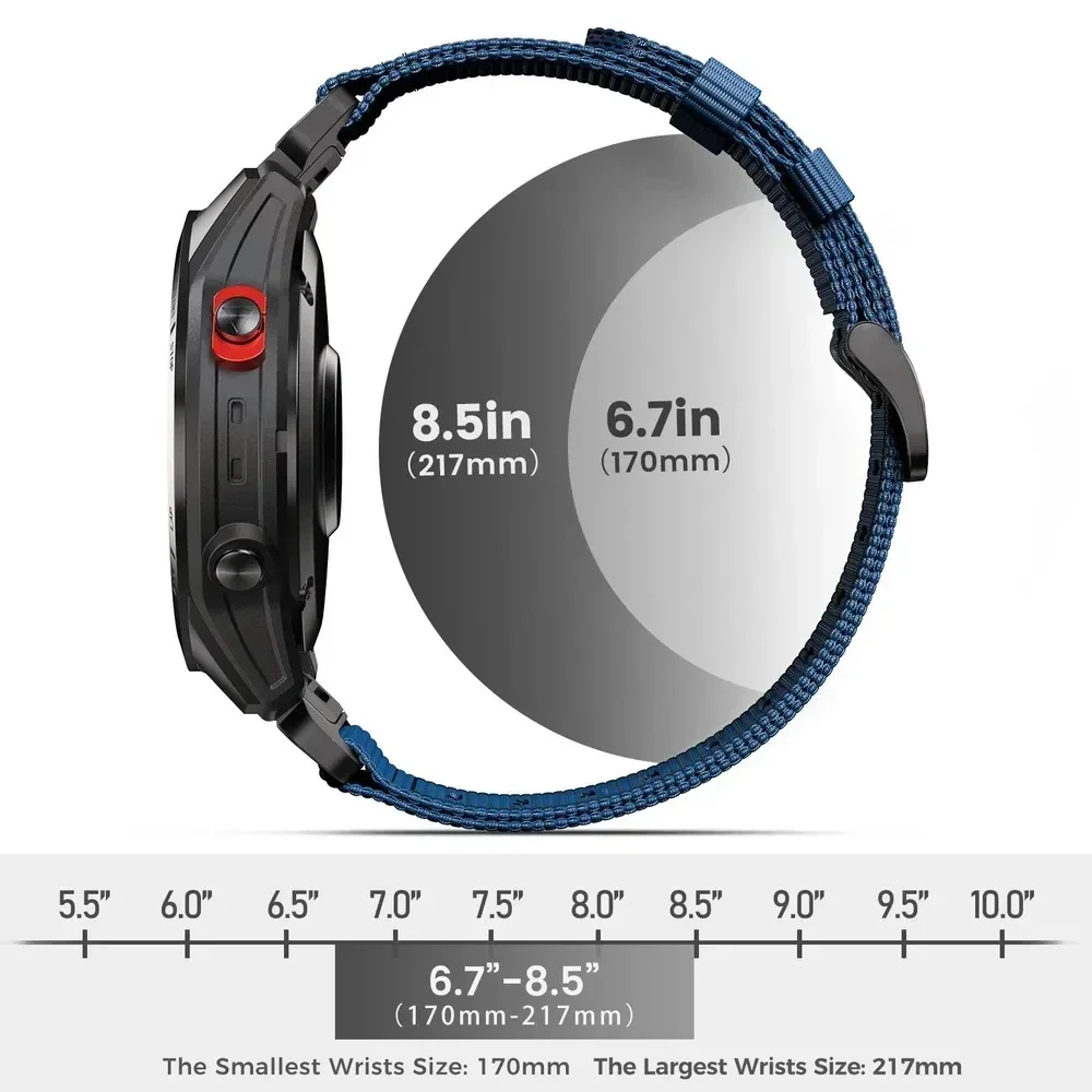 Braided Nylon QuickFit E Bracelet Watchband, Adjustable 22mm 26mm Strap