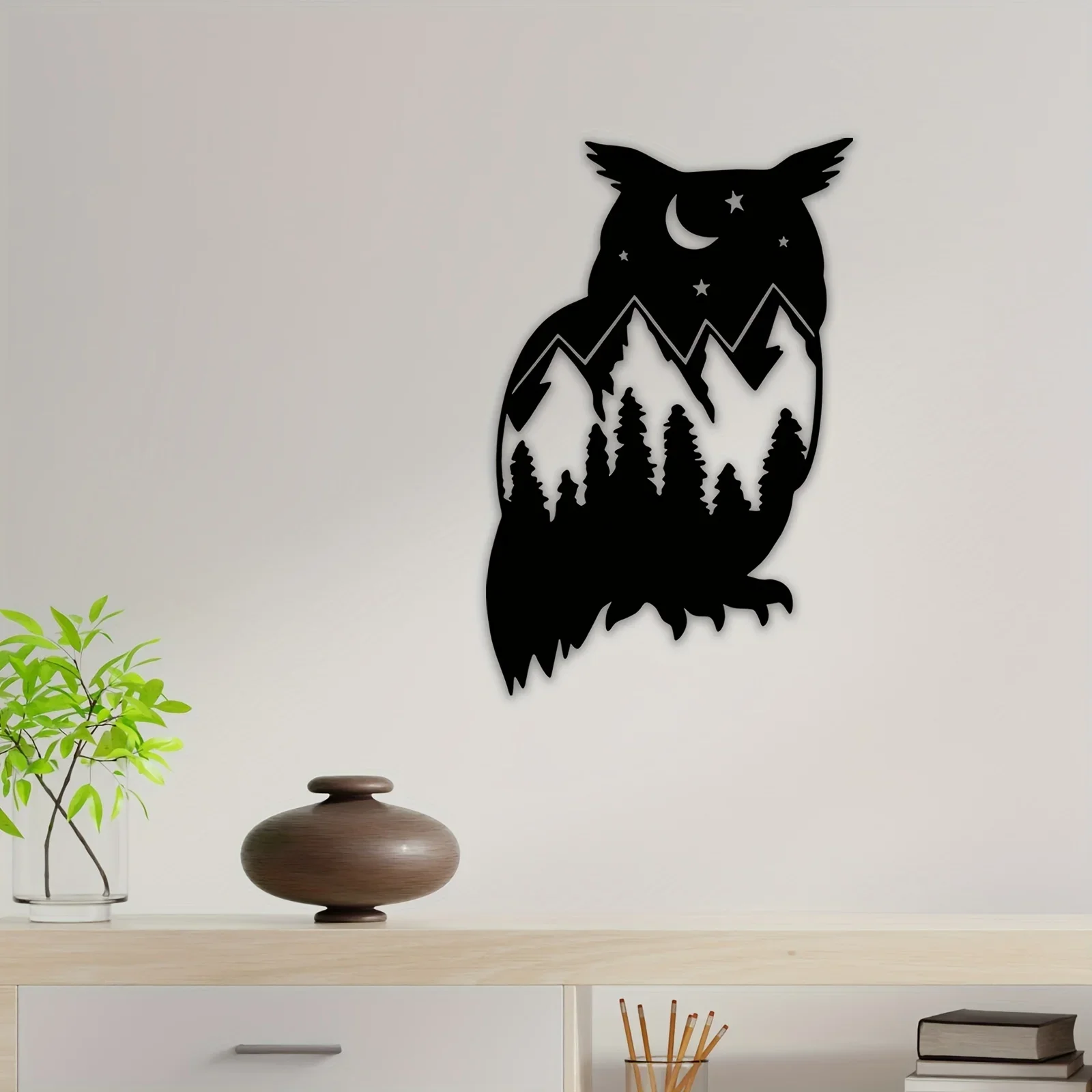 

CIFBUY Metal Owl Home Decor Black Owl Wall Art Decor for Farmhouse Office Livingroom Bathroom Bedroom Indoor Outdoor Décor Gifts