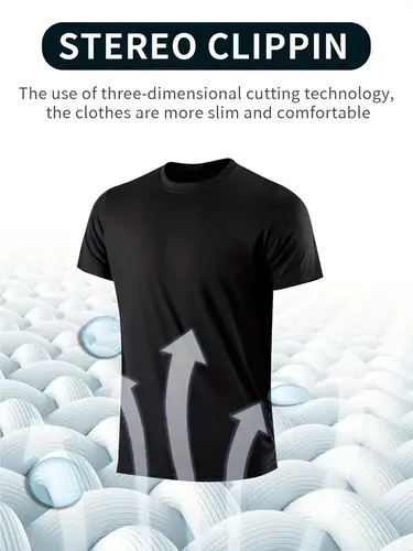 Round Neck T-Shirt 4-Pack Black Ultra-Light Men's Quick Drying Breathable Sweat-Absorbent Shirt Suitable for Fitness Gym and Run - Image 4