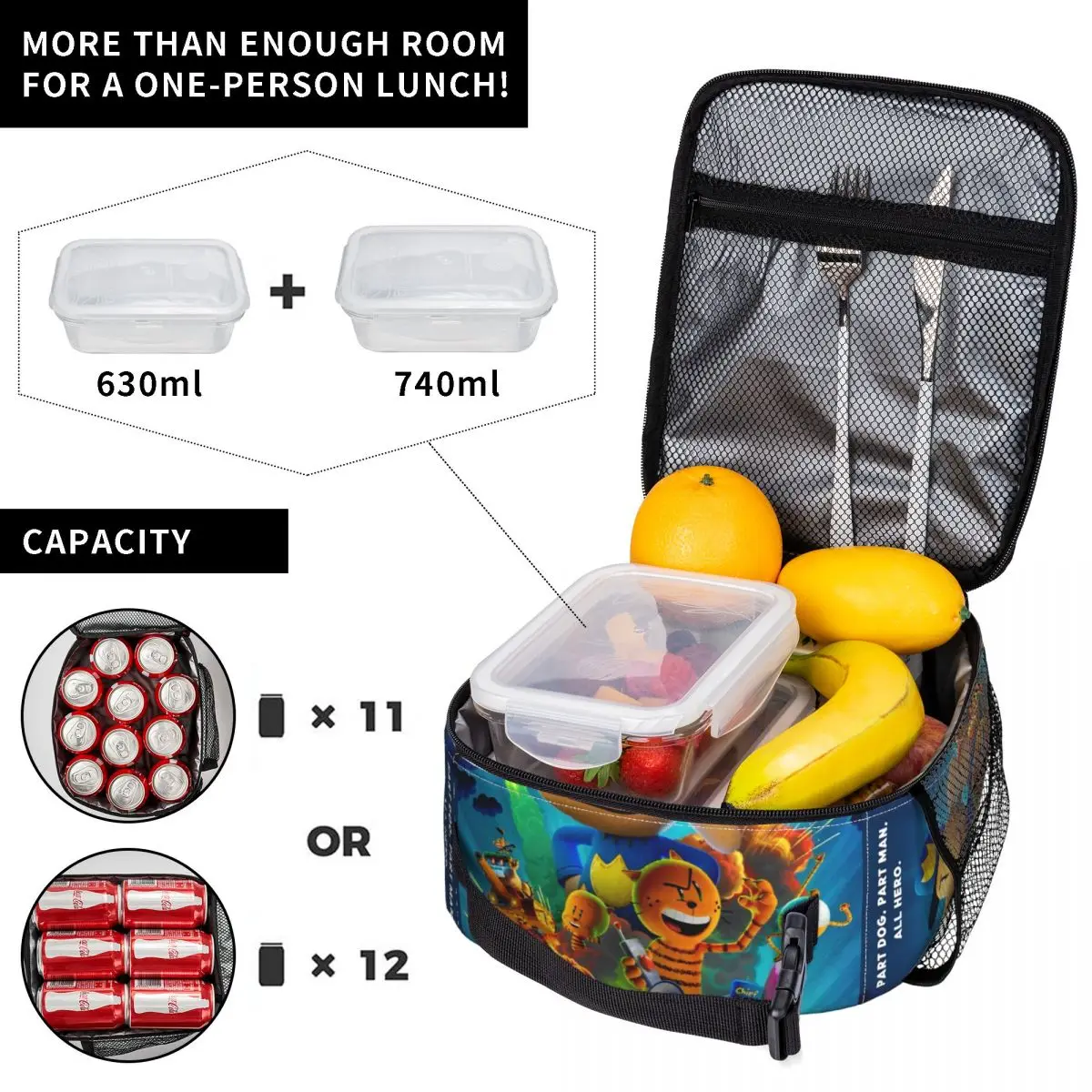 Dog Man Dogman Movie 2025 Comic Merch Insulated Lunch Bag For School Office Food Storage Bag Portable Thermal Cooler Lunch Boxes 4