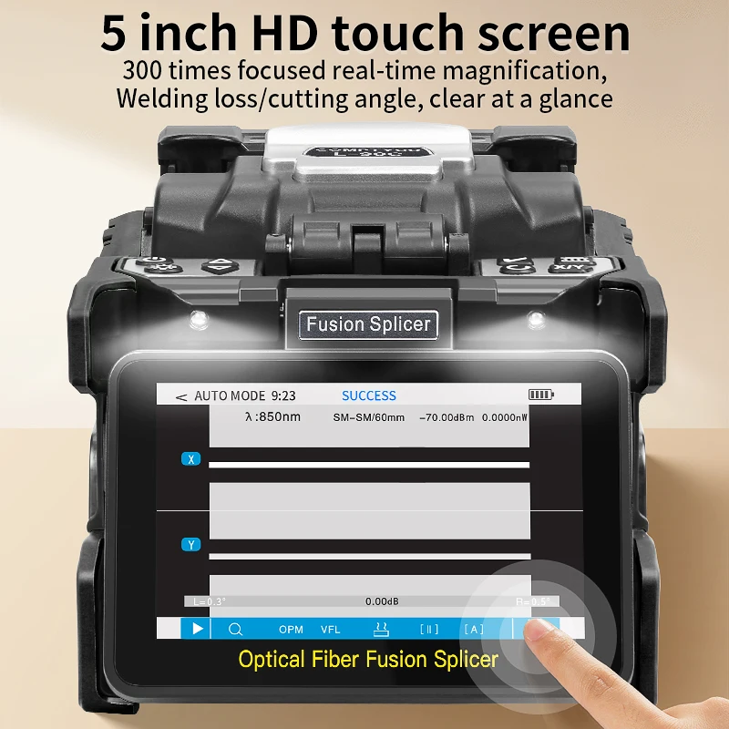 COMPTYCO L-90C Fiber Optic Fusion Splicer Machine 6 Motors 10 Languages Optical Fiber Core Hot Melt Machine Built-in OPM VFL