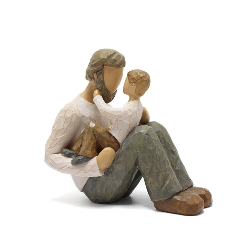 

Resin Decor Father Son Miniature Family Figurine Ornament Modern Sculpted