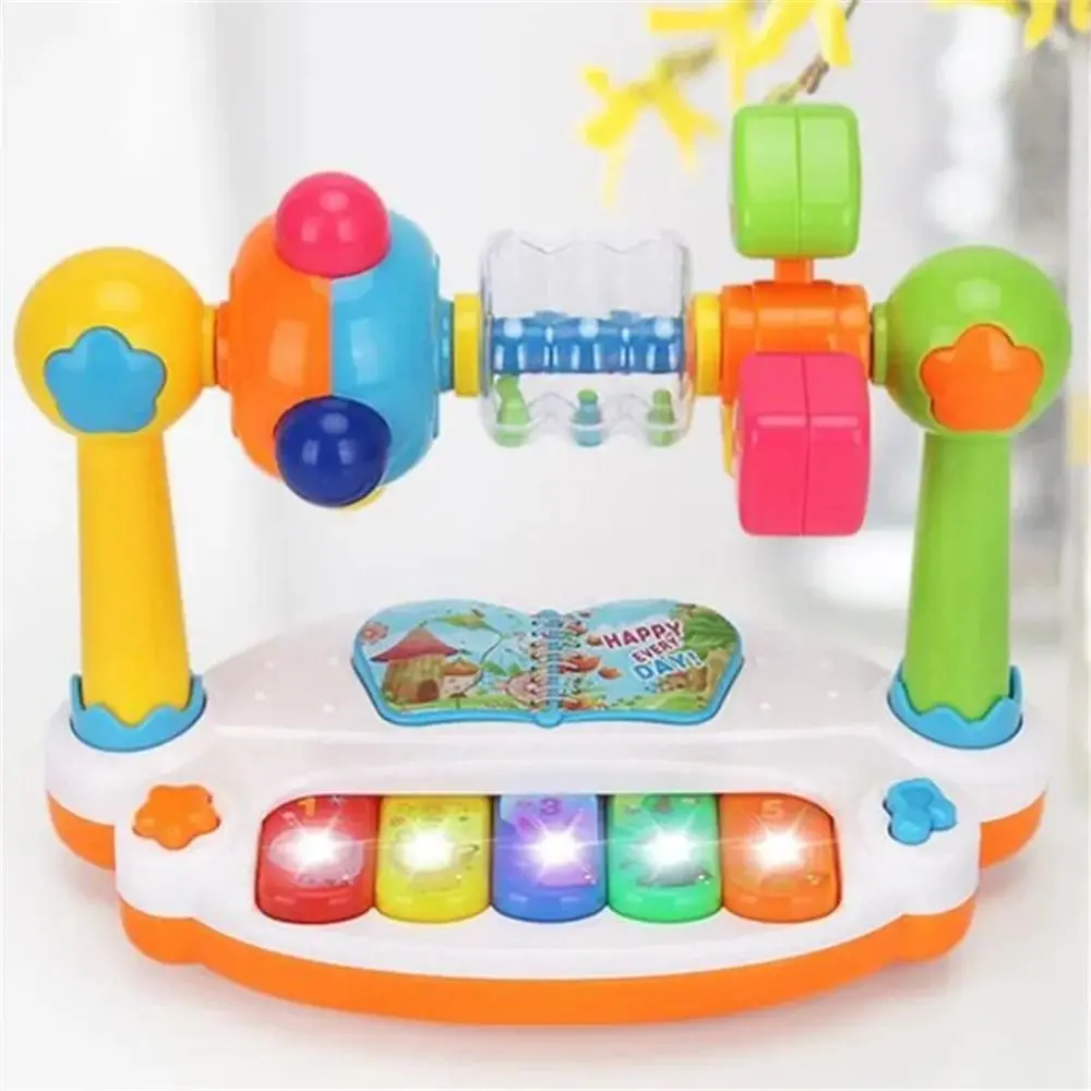 

Детское пианино с вращающимся колокольчиком, игрушки, электрическое мигающее пианино с животными, вращающееся музыкальное пианино со звуковым интерфейсом