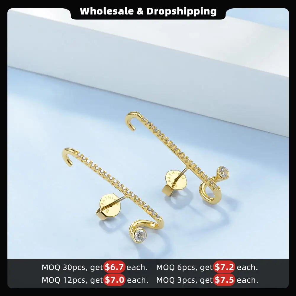 ENFASHION Punk Rhinestone Stud Earrings For Women Gold Color Statement Minimalist Earings Fashion Jewelry Pendientes EC191066