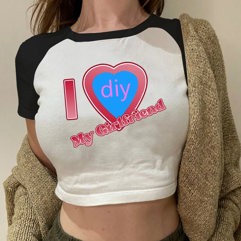 

Женские укороченные топы, футболка «Я люблю сердце, мой бойфренд» с принтом, фото «сделай сам», футболка на заказ, Милая летняя парная Подарочная уличная одежда