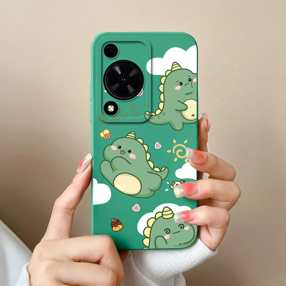 Cute Dinosaur Smooth Liquid Silicone Phone Cover – for Huawei Enjoy 70 and Nova Y72 4G