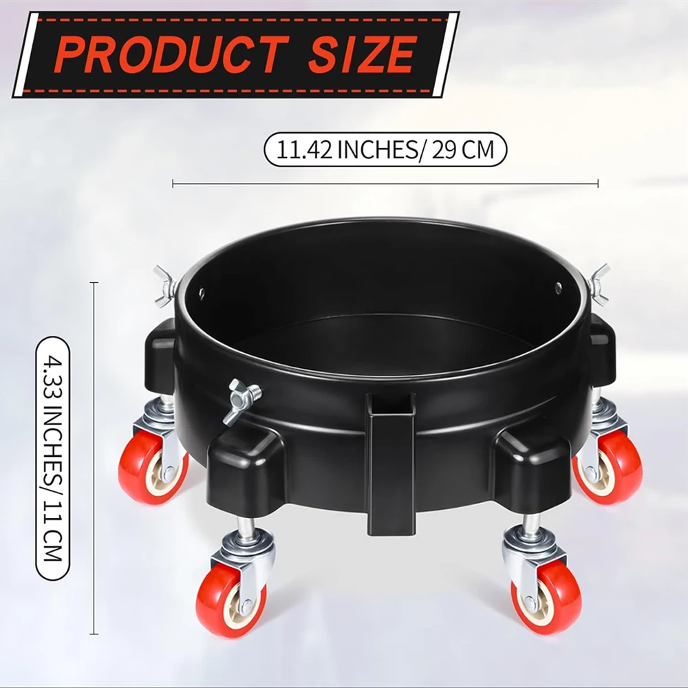 Rolling Bucket Dolly 360&deg; Swivel Roller Removable Storage Tray Wheels Car Wash Tools Accessories
