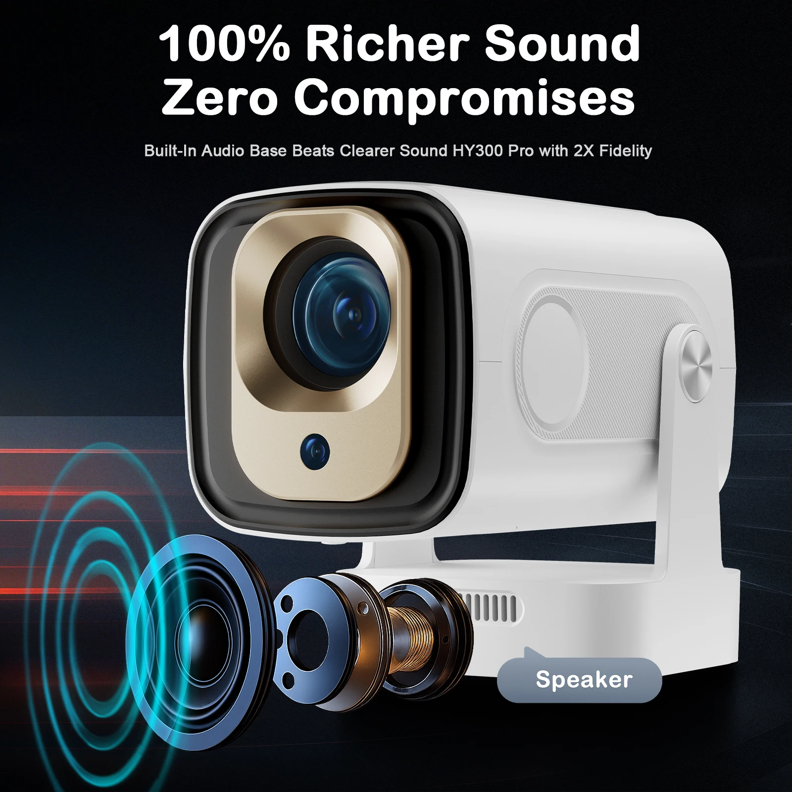 HY260 PRO 4K Native 1080P Projector Android 11 330ANSI Dual Wifi BT5.4 Google Vo