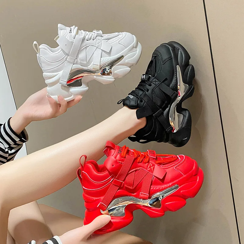

Spring Platform Mesh Sneakers Women 7 CM Breathable Tennis Female Vulcanized Shoes Lady Fashion Chunky Comfort Sports Dad Shoes