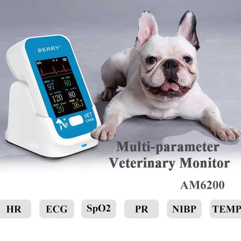 Berry Pet Health Bluetooth Veterinary Multiparameter Monitor Veterinary Blood Oxygen Meter Pet ECG Monitor