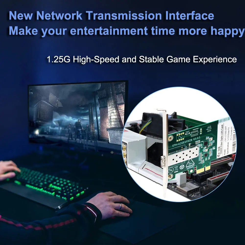 Placa de Rede Gigabit Fiber Adaptador Lan Pci Express Ethernet Nic Sfp Porta sc 1000mbps Pcie - Imagem 2