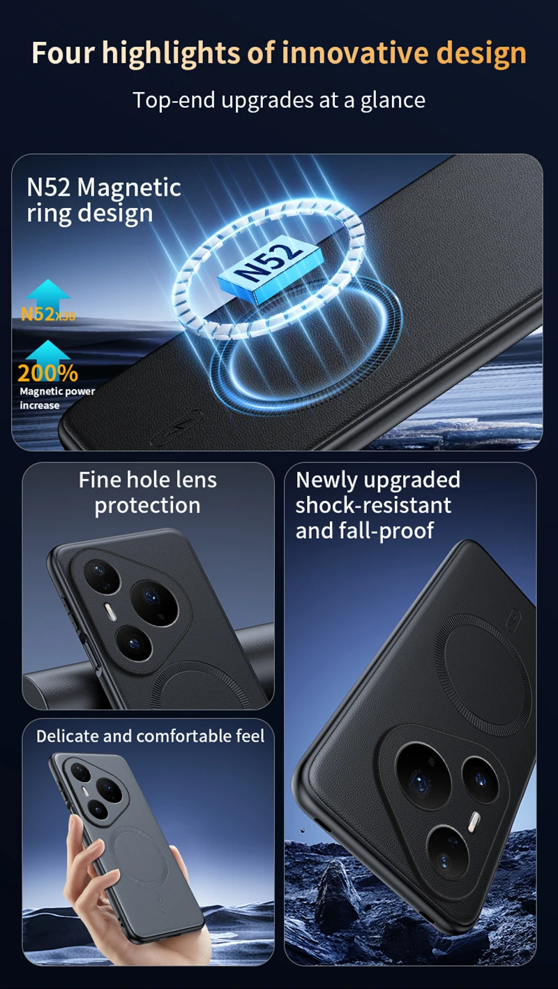 Für Huawei Pura 90 Pro Max Hülle Magnetische Leder-Schutzhülle für Huawei Pura 90 Pro Max Anti-Fingerabdruck Rutschfeste PC+TPU-Hülle – Detail 6