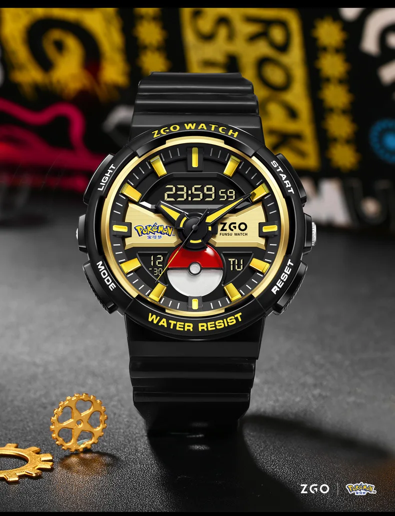 New Pokemon Luminous Sports Electronic Watch Middleand High School Students Pikachu Hello Kitty Multi-functional Sports Watch