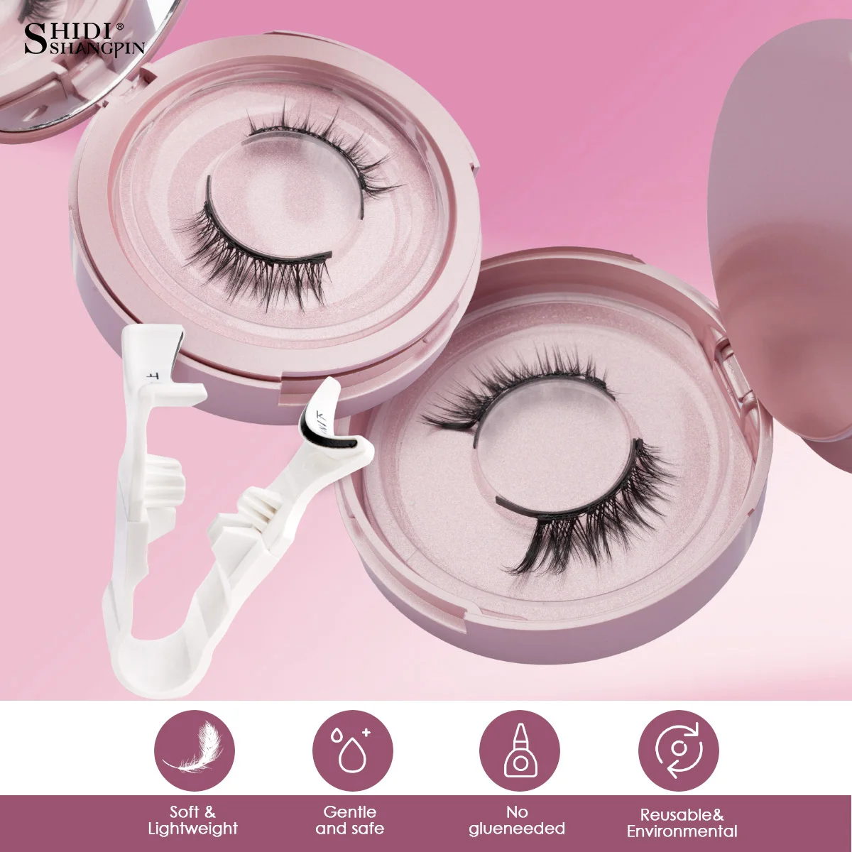Fake Eyelashes 2 Pair Reusable Magnetic Eyelashes Tweezers Set With mirror Magnetic Lash Extension Natural Curler False Eyelashes