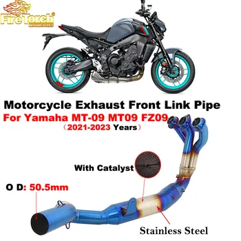 Slip On For Yamaha MT-09 MT09 FZ-09 2021 2022 2023 Motorcycle Exhaust Escape Systems Modified Front Link Pipe Connecting 51MM