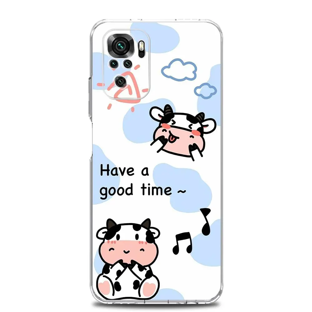 Dairy Cattle Cow Speckle Cute Phone Case For Xiaomi Redmi Note 10 9 8 7 9T 8T 9S 11 12 Pro Plus 8A 9A 9C K40 Gaming Cover Clear