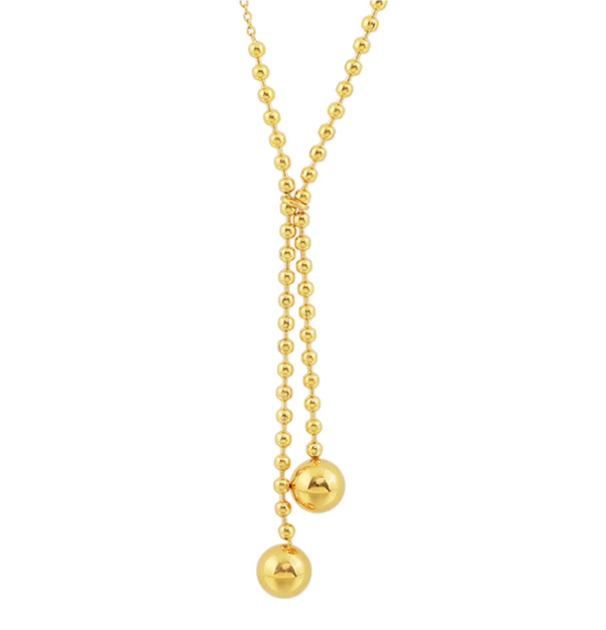 Simple tassel golden ball pendant chain titanium steel necklaces for women 2023 fashion jewelry