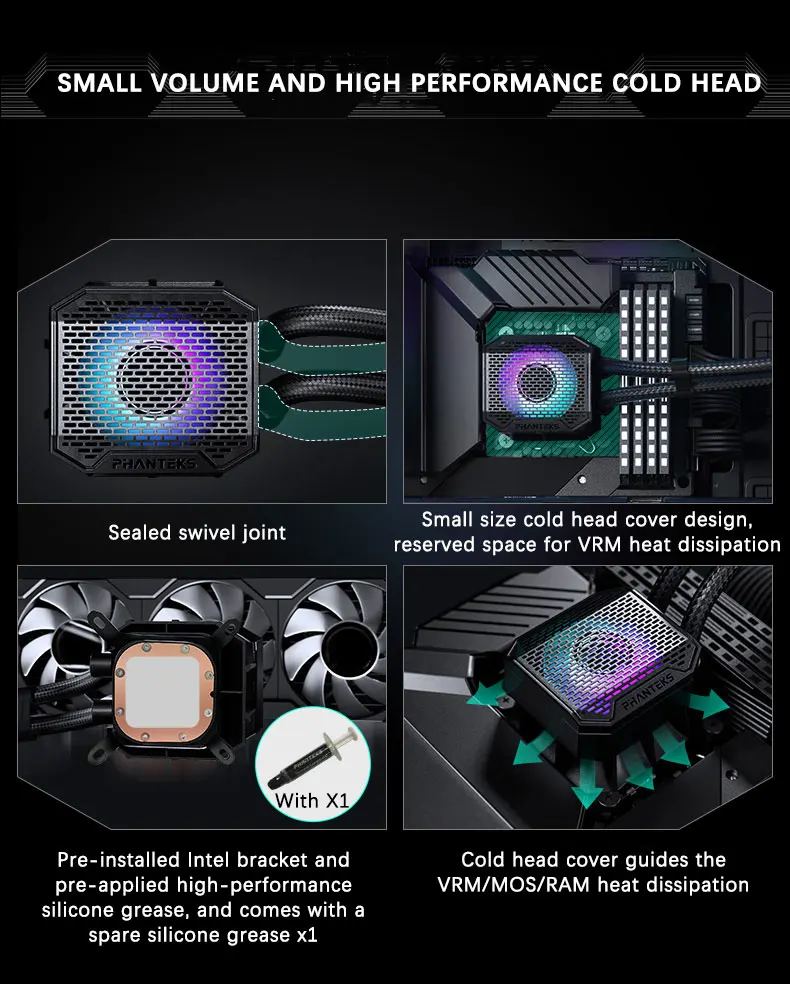 Liquid CPU Cooler BOS|VRM|RAM Assisted Cooling Support LGA1700/1851 AMD AM4/AM5