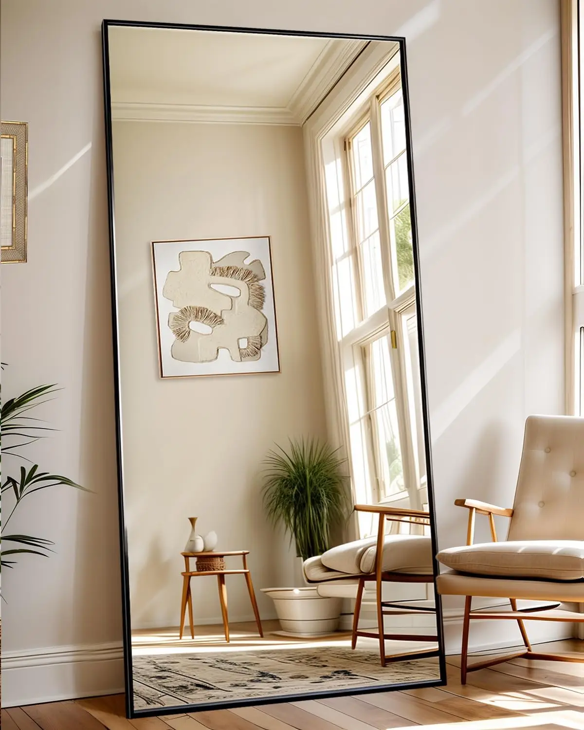 

Зеркало в полную длину, прямоугольное зеркало с подвеской или наклоном, 71 х32 дюйма, тонкая рамка из алюминиевого сплава, для пола в спальне