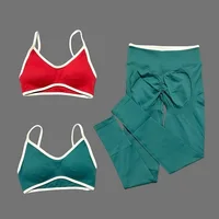 2Pcs HISTELLO Women's Seamless Yoga Fitness Set Ignite Sculpt Scrunch Leggings Strappy Halter Bra Gym Sports Fitness Outfit - Image 3