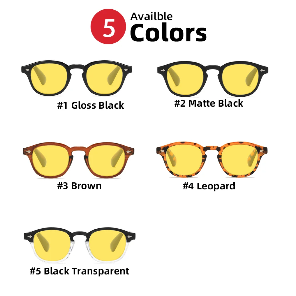 Retro Blue Light Blocking Square Glasses with Yellow Night Vision Lens - UV400 Bluelight Filter Eyewear