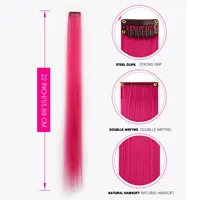 Extensions de cheveux synthétiques colorées à clips, 5 pièces, Extensions de cheveux colorées arc-en-ciel pour femmes et filles 3
