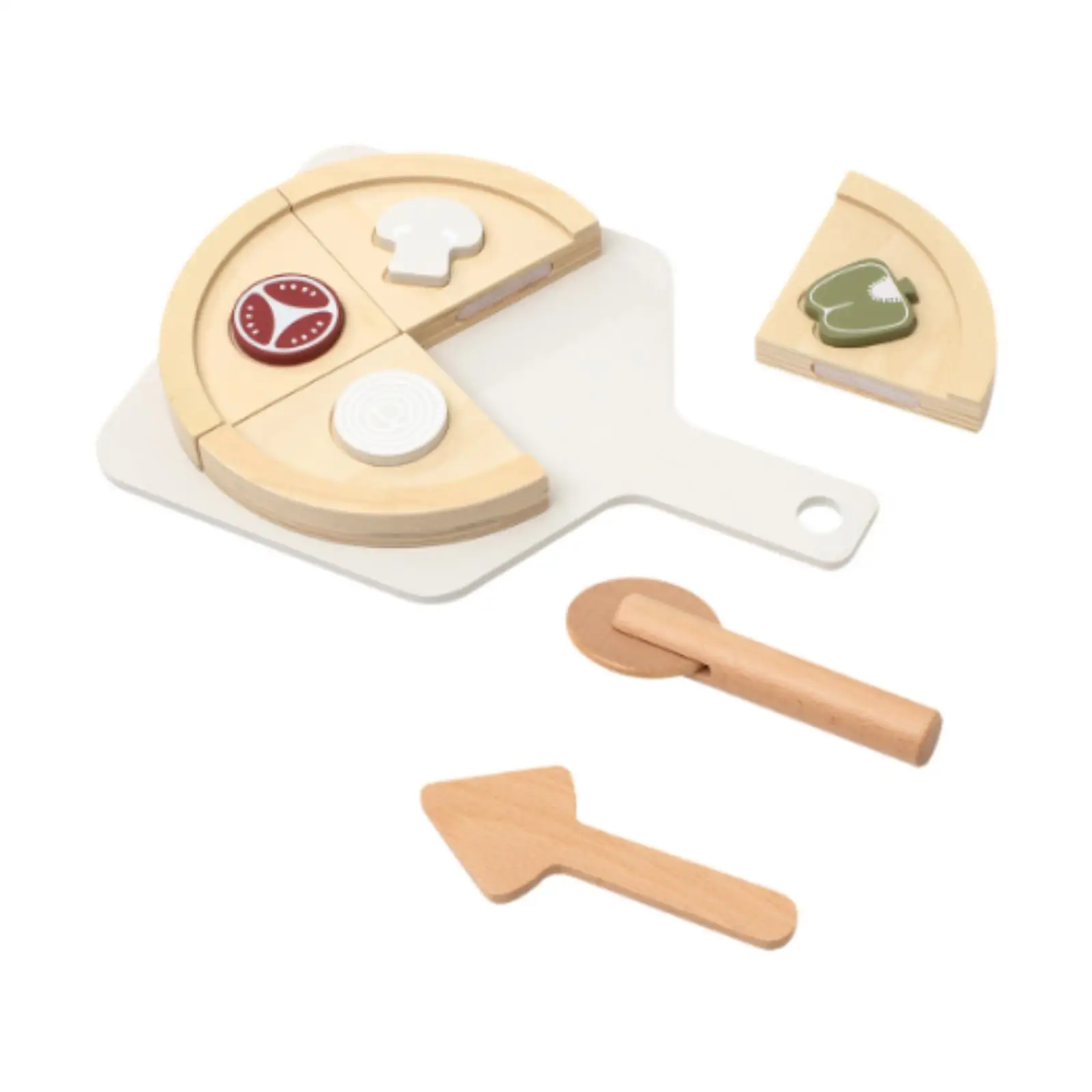 Wooden Pizza Toy Wood Cooking Toys Education Cutting Food Play Toy Kitchen Accessories Kitchen for Boys Girls Aged 3-8