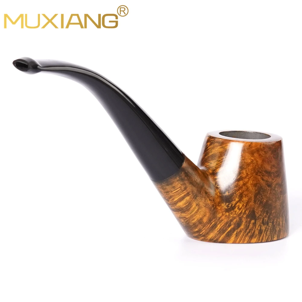 Small Briar Wood Tobacco Pipe Curved Handle Acrylic Pipe Mouth Desktop Portable Smoking Beginner Solid Wood