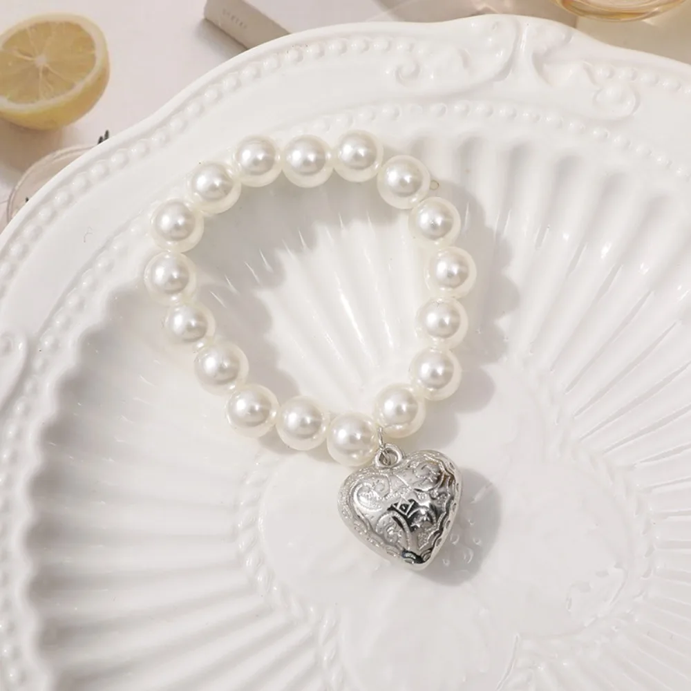 Crafts Dog Heart Necklace Silver 6/8mm Dog Doll Pearl Collars Elastic Fashion BJD Dolls Mini Pearl Chain Diy Toys