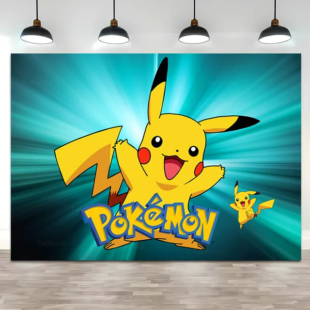 Fundo de Festa Pokémon Infantil, Cenários de Fotografia, Capas Redondas,  Cartaz Fotográfico, Banner para Meninos, Aniversário, Baby Shower,  Decoração de Eventos - AliExpress