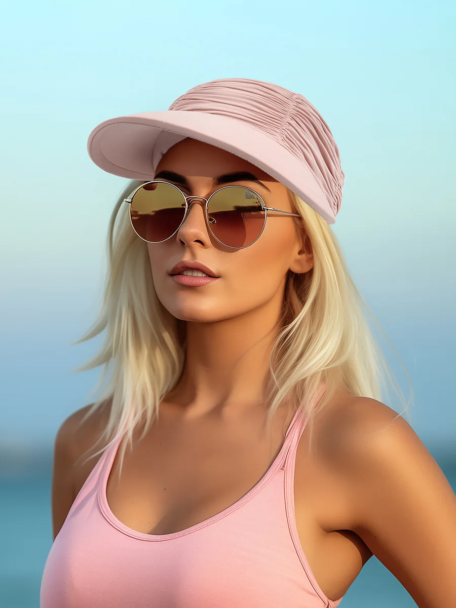 Leere Top-Visiere für Damen, einfarbig, lässig, vielseitig, Sonnenschutz, breite Krempe, atmungsaktiv, für den Außenbereich, Schwimmen, Sonnenhüte für Mädchen – Detail 3