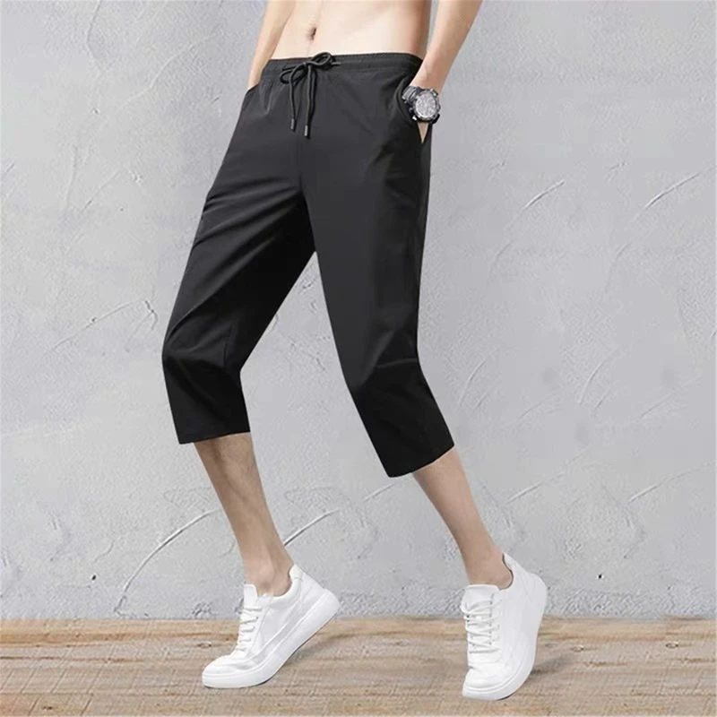 Breathable Sport Running Pants Men’s Casual Shorts w/ Pocket Loose Quick Dry Jogger Pant 3/4 Athletic Shorts for Summer 3