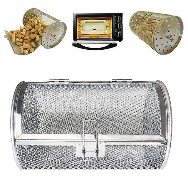 Rozsdamentes Acél Füstölt Háló Bbq Drum Chili Poaster Dob Sütő Sült Hengeres Grillező Kosár Kerek Rotisserie