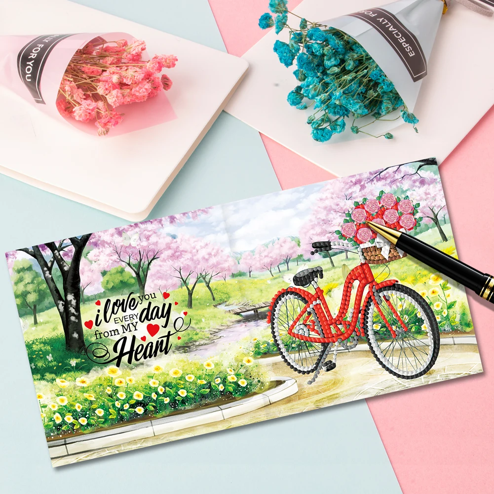 8pcs Creative DIY Diamond Drawing Greeting Cards Mosaic Postcards Christmas Holiday Birthday Gifts Accessories