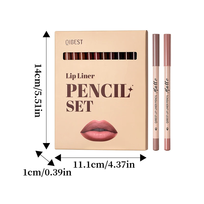 Matte Lipliner Collection: Smooth Application & Long-lasting Natural Finish (12 Pieces)