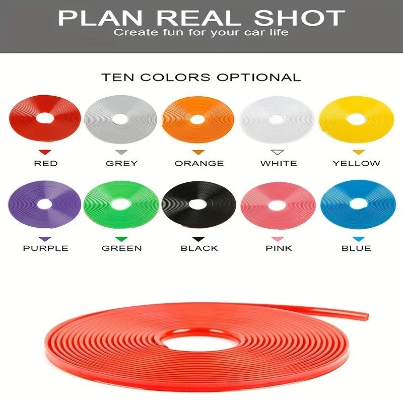 8-Meter Roll Rim Blades: Colorful Wheel Rim Protector Trim and Decor Strip