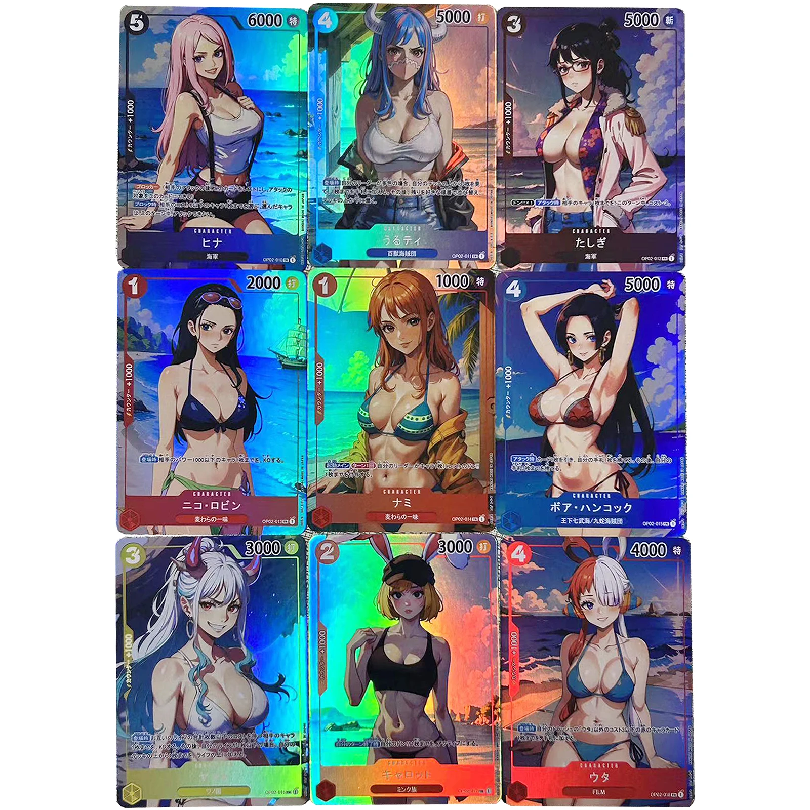 

9Pcs/set Diy Self Made ONE PIECE Nami Hancock Swimsuit Collection Card Yamato Robin Color Flash Kawaii Card Anime Card Gift Toys