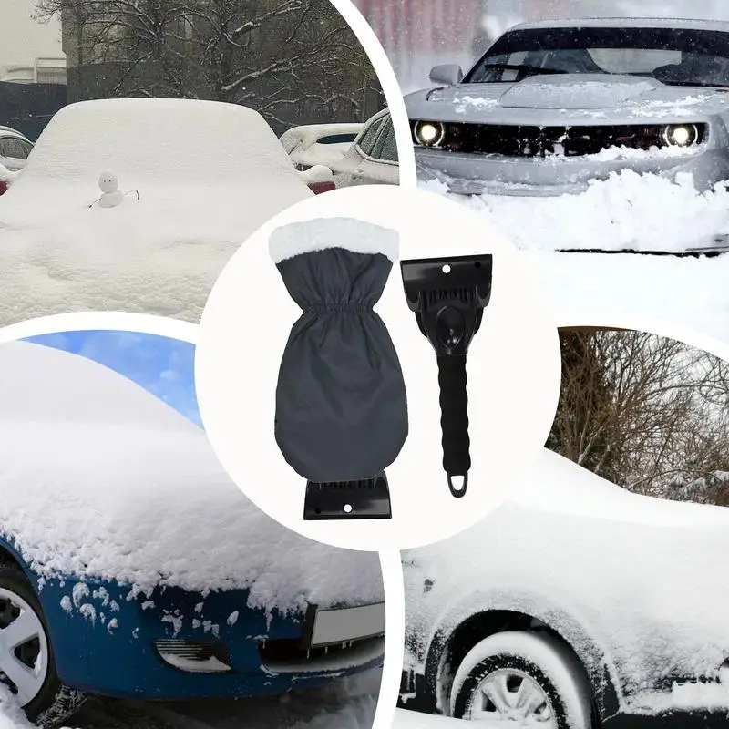 For Home Use Car Ice Scraper Windshield Scraper With Gloves Automobile Window Snow Removal Shovel Waterproof Warm Mittens For