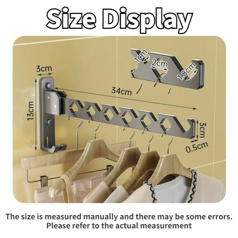 Folding Wall Hanging No Punch Bathroom Balcony Drying Clothes Indoor Clothes Hanging Rod Bathroom Invisible Hangers