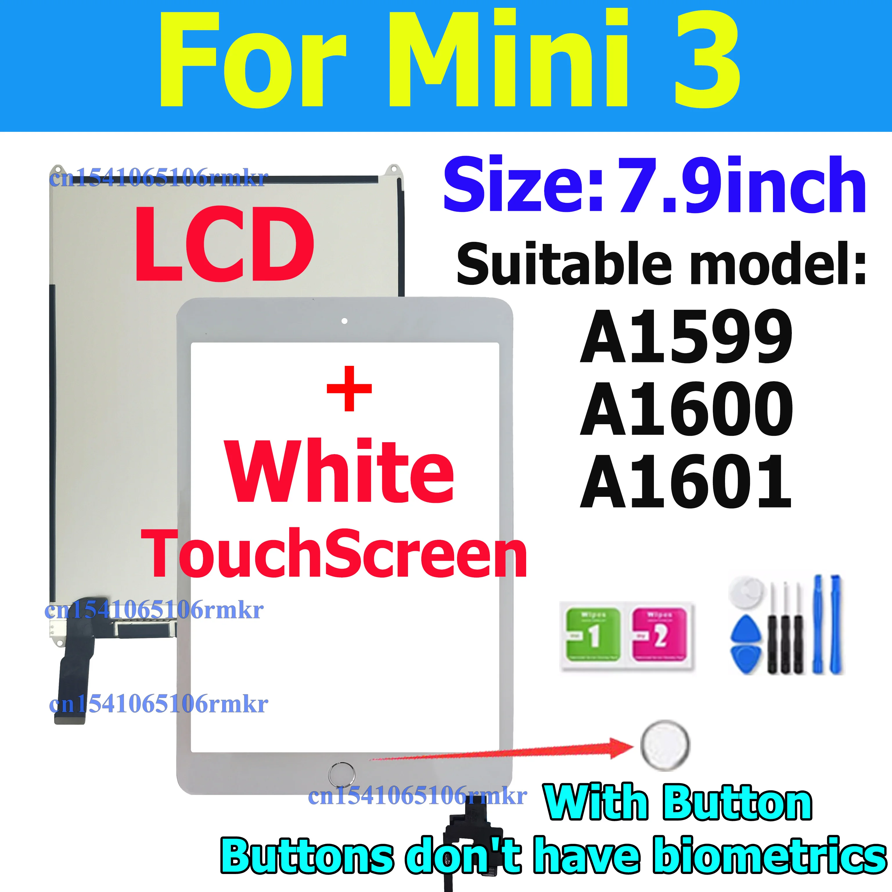 LCD or Touch Screen Display Tested For APPLE iPad Mini1 Mini2 Mini3 A1432 A1454 A1455 A1489 A1490 A1491 A1600 A1601