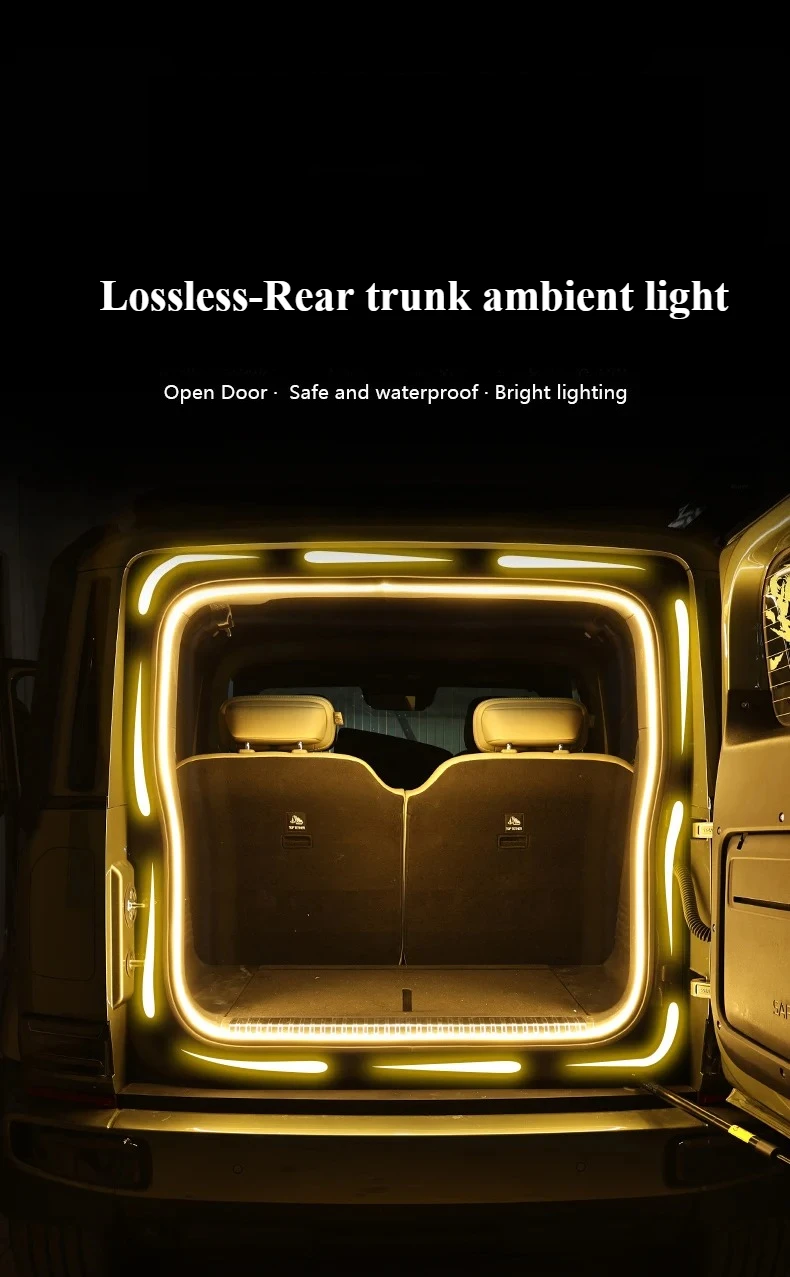 For Geely STARRAY EM-i Car Trunk Ambient Light Automatic Sensing Outdoor Camping Lighting Silicone Led Dynamic Light Strips detail image 1