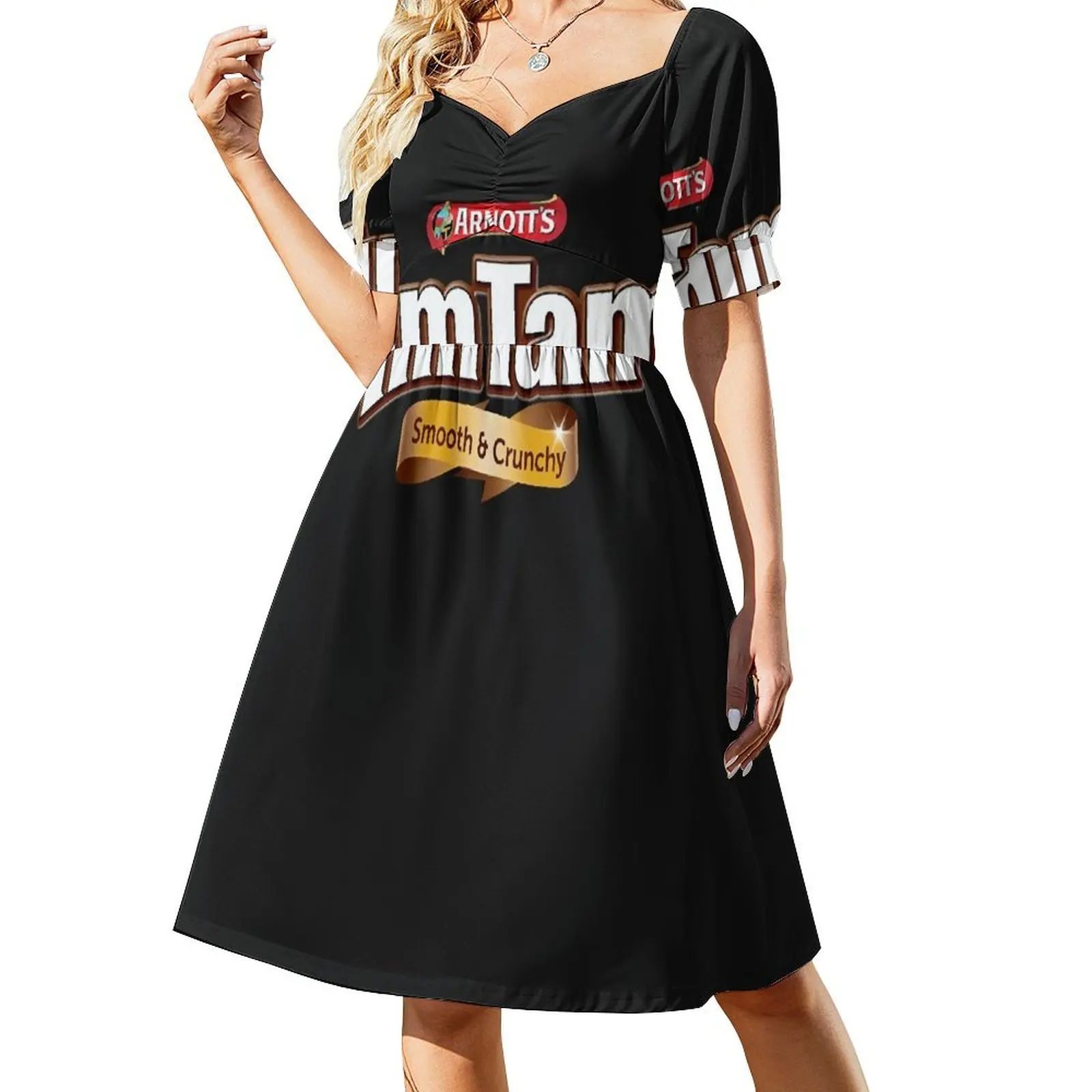 thumbnail image 1 of Vestido de manga corta con el logotipo de Timtam, el más vendido, elegante y holgado, para mujer, vestido de fiesta de lujo, ropa de verano para mujer., 1 of 8