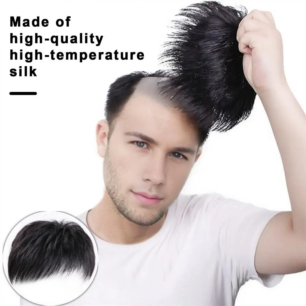 джаз iao chris bangs firebird black vinyl lp Men Short Straight Hairpiece with Bangs Spots Gray Hair Coverage Natural High Temperature Fiber Male Black Synthetic Hair Wig