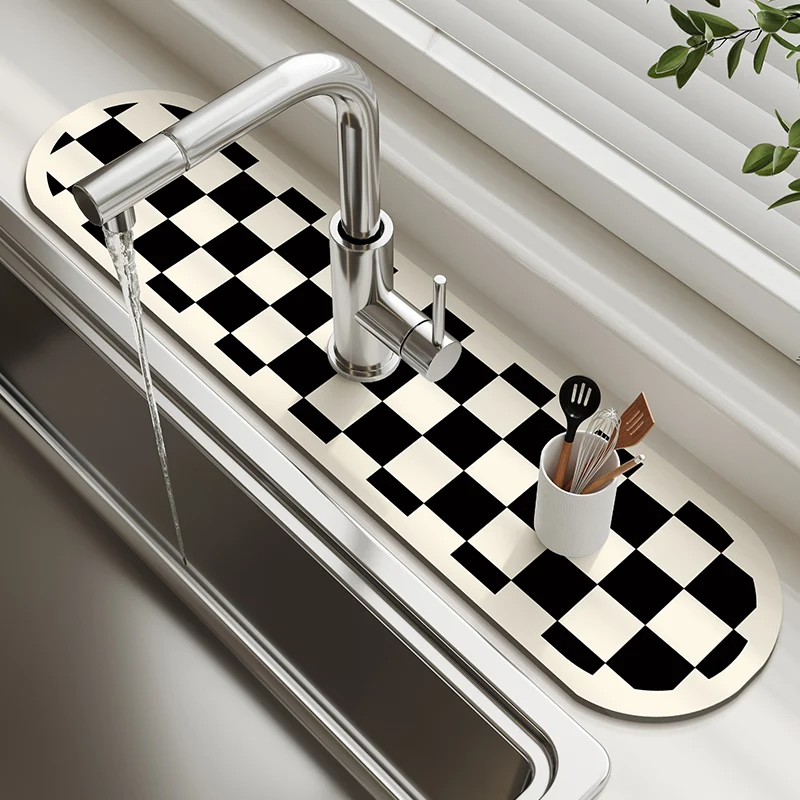 Tapis Absorbant Diatomée Pour Robinet D'évier – 38x13 Cm, Antidérapant, Pour Cuisine Salle De Bain