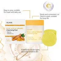 OUHOE Turmeric Kojic Acid Exfoliating Cleansing Pads Fade Dark Spot Oil Brightening Moisturizing Whitening Facial Sponges Cotton 2