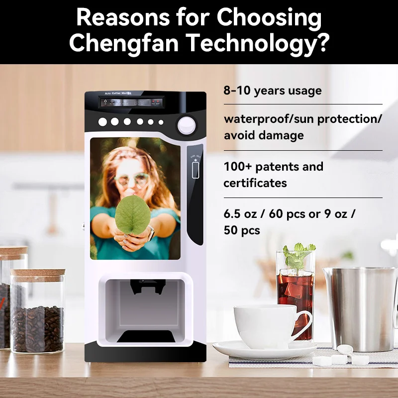 Free Spare Parts Cheap Automatic 3 Selections Instant Drink Coffee Dispenser Coin Operated Vending Machine With Cup Dispenser 5